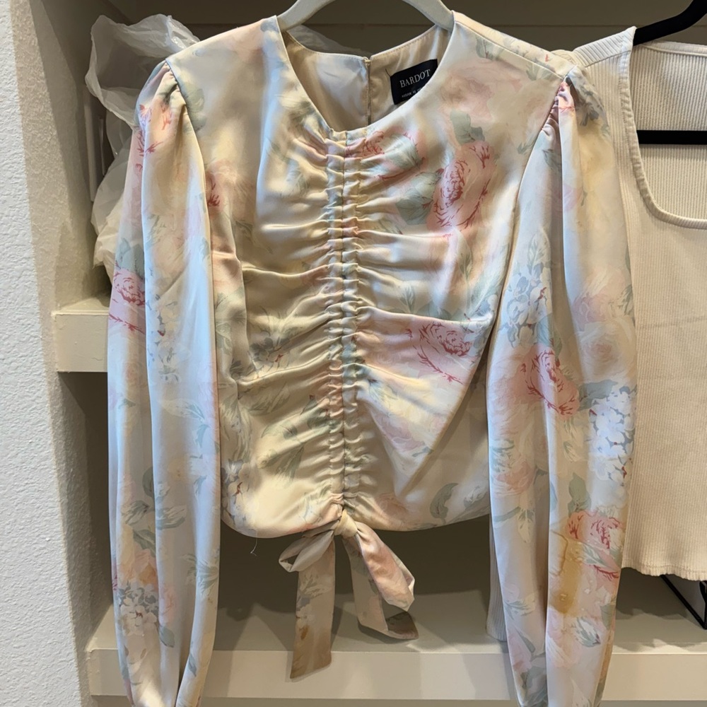 Bardot Pastel Floral Ruched Blouse